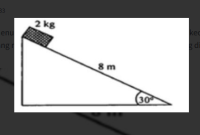 Balok meluncur menuruni bidang miring yang kasar. jika g=10 m/s2 dan kecepatan balok sampai dikaji bidang miring adalah 4 m/s, maka besar gaya gesek(f) yang dialami balok adalah ……… N